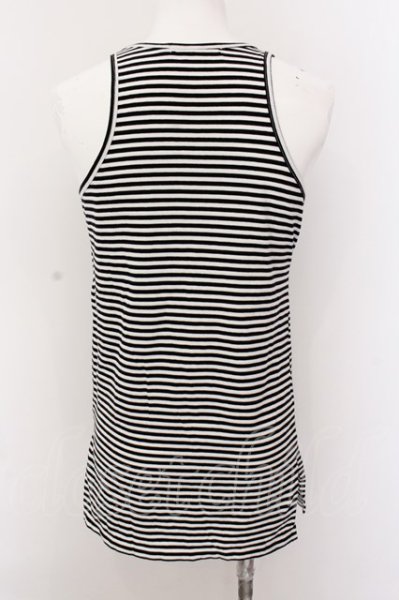 画像2: FUGA / サイドスリットボーダーロングタンクトップ 44 ブラックｘホワイト O-25-02-24-025-FU-to-YM-ZT199 (2)