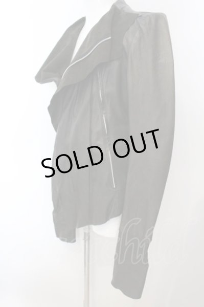 画像2: EKAM / ラムレザードレープライダースジャケット L ブラック（グリーン系） O-25-02-28-032-EK-ja-YM-OS (2)