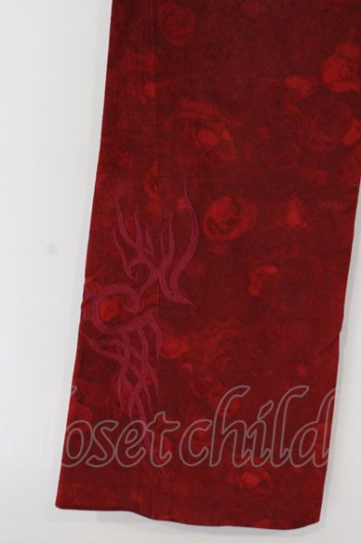 画像2: TORNADO MART / ローズトライバルコーティンググリッターレザーベルボトム S ボルドー O-25-02-28-041-TO-pa-YM-ZT-ML021 (2)