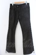 TORNADO MART / コットンスウェードレースアップベルボトム S ブラック O-25-02-28-042-TO-pa-YM-ZT027