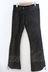 TORNADO MART / コットンスウェードレースアップベルボトム S ブラック O-25-02-28-042-TO-pa-YM-ZT027