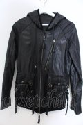 KMRii / Goat Leather Hoodie レザーパーカー 1 ブラック O-25-02-28-045-KM-ou-YM-ZT-ML009
