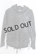 KMRii / Goat Leather Hoodie レザーパーカー 1 ブラック O-25-02-28-045-KM-ou-YM-ZT-ML009