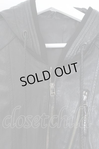 画像2: KMRii / Goat Leather Hoodie レザーパーカー 1 ブラック O-25-02-28-045-KM-ou-YM-ZT-ML009 (2)