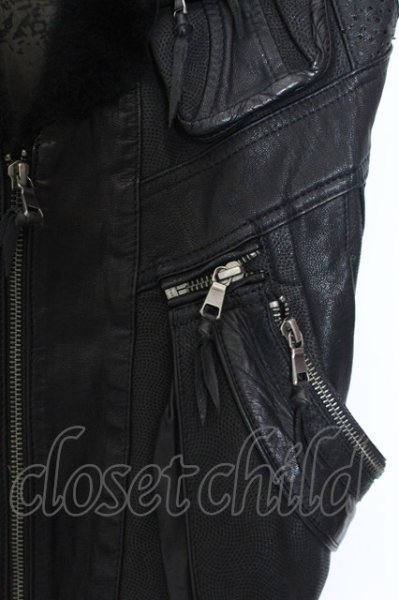 画像3: 14th Addiction / Goat Skin Mouton Vest レザーベスト 1 ブラック O-25-02-28-046-14-ja-YM-ZT-ML001 (3)