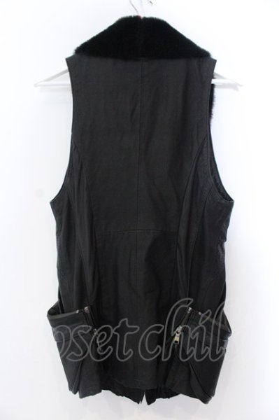 画像4: 14th Addiction / Goat Skin Mouton Vest レザーベスト 1 ブラック O-25-02-28-046-14-ja-YM-ZT-ML001 (4)