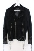 画像1: 14th Addiction / Suede Dowbl Riders レザーライダースジャケット 1 ブラック O-25-02-28-047-14-ja-YM-ZT-ML001 (1)