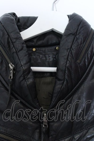 画像2: 14th Addiction / SHEEP SKIN LEATER DOWN　ダウンジャケット 1 ブラック O-25-02-28-048-14-ou-YM-ZT-ML001 (2)