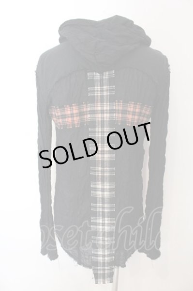 画像1: LGB / SHIRT-G/PK/BACK CROSS　フード付きシャツ【メンズ1】 1 ブラック O-25-02-28-055-LG-sh-YM-ZT277 (1)