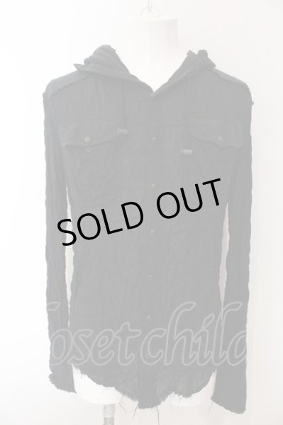 画像3: LGB / SHIRT-G/PK/BACK CROSS　フード付きシャツ【メンズ1】 1 ブラック O-25-02-28-055-LG-sh-YM-ZT277 (3)