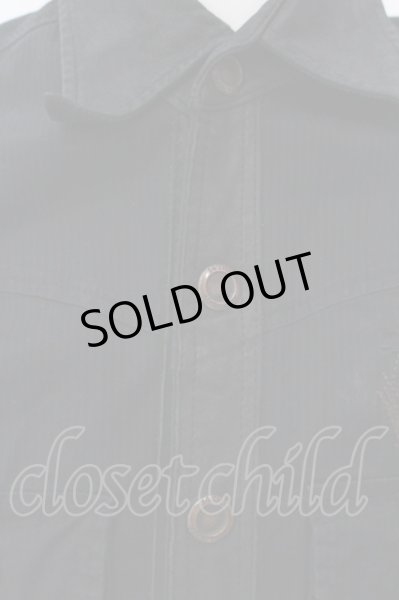 14th Addiction / LEATHER REPAIR SHIRT ミリタリーシャツ ブラック O