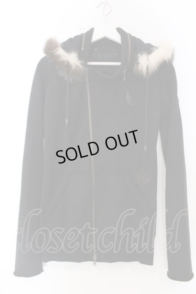 画像1: 14th Addiction / FUR HOODIE プリントリペアパーカー 1 ブラック O-25-02-28-061-14-to-YM-OS