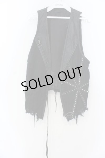 画像2: KMRii / バックサーペントクロスリネンレザーベスト 1 ブラック O-25-02-28-066-KM-to-YM-OS (2)