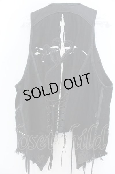 画像4: KMRii / バックサーペントクロスリネンレザーベスト 1 ブラック O-25-02-28-066-KM-to-YM-OS (4)