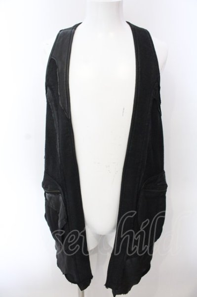 画像1: 14th Addiction / COATING SWEAT LONG VEST　ベスト  ブラック O-25-02-28-067-14-to-YM-ZT-ML023 (1)