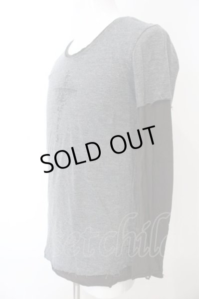 画像2: 14th Addiction / バックフェザーレイヤードカットソー 1 グレーｘダークブラウン O-25-02-28-073-14-to-YM-OS (2)