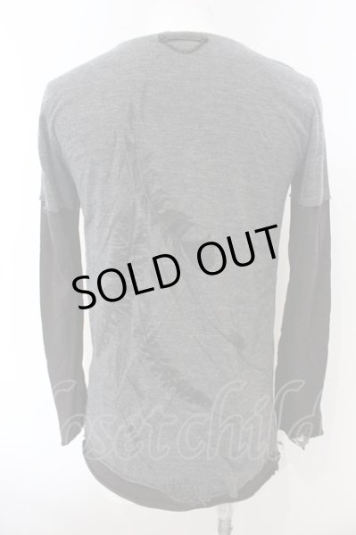 画像4: 14th Addiction / バックフェザーレイヤードカットソー 1 グレーｘダークブラウン O-25-02-28-073-14-to-YM-OS (4)