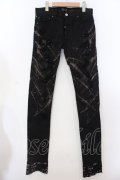 FAGASSENT / phantom ダメージデニムパンツ 1（26inch） ブラックｘレッド O-25-02-28-099-FA-pa-YM-ZT337