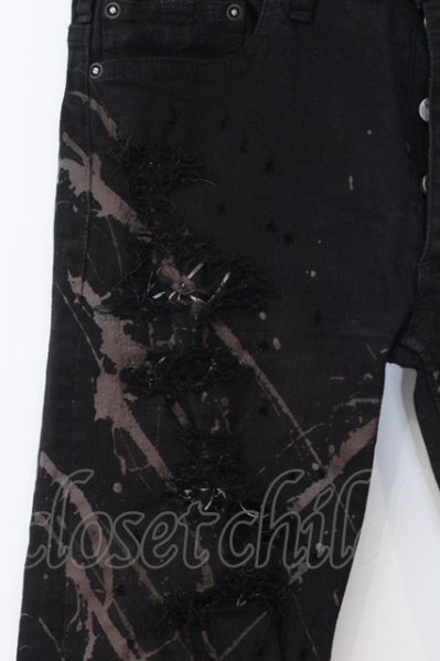 画像2: FAGASSENT / phantom ダメージデニムパンツ 1（26inch） ブラックｘレッド O-25-02-28-099-FA-pa-YM-ZT337 (2)