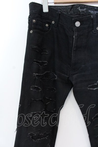 画像2: FAGASSENT / Ost Artisanal デストロイデニムパンツ 2 ブラック O-25-02-28-100-FA-pa-YM-ZT337 (2)