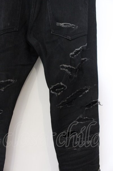 画像4: FAGASSENT / Ost Artisanal デストロイデニムパンツ 2 ブラック O-25-02-28-100-FA-pa-YM-ZT337 (4)