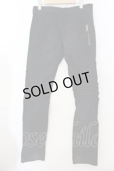 画像4: Obelisk / 蛇腹ライダースデニムパンツ 28 ブラック O-25-02-28-101-Ob-pa-YM-OS (4)