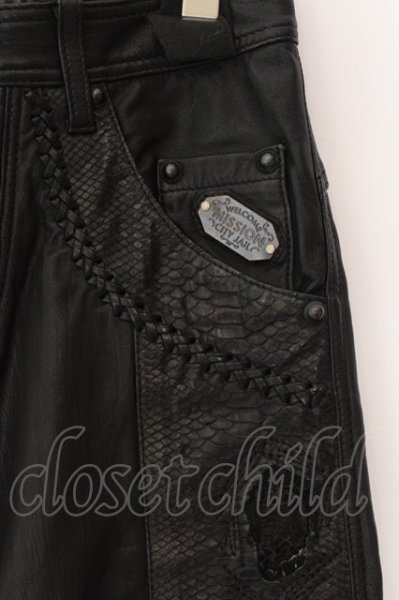 画像2: 14th Addiction / Leater パンツ 1 ブラック O-25-02-28-107-14-pa-YM-ZT-ML035 (2)