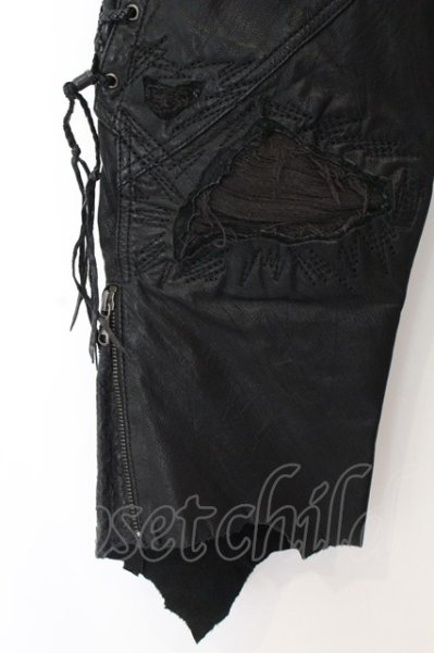 画像3: 14th Addiction / Leater パンツ 1 ブラック O-25-02-28-107-14-pa-YM-ZT-ML035 (3)