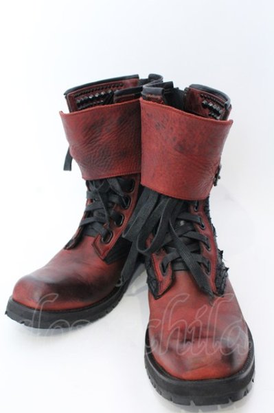 画像1: KMRii / Chrome Boots 11　ブーツ レッドｘブラック O-25-02-28-116-KM-sho-YM-ZT-S001 (1)