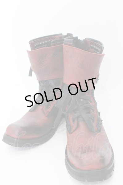 画像1: KMRii / Chrome Boots 11　ブーツ レッドｘブラック O-25-02-28-116-KM-sho-YM-ZT-S001 (1)