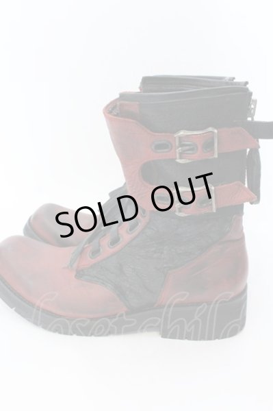 画像2: KMRii / Chrome Boots 11　ブーツ レッドｘブラック O-25-02-28-116-KM-sho-YM-ZT-S001 (2)