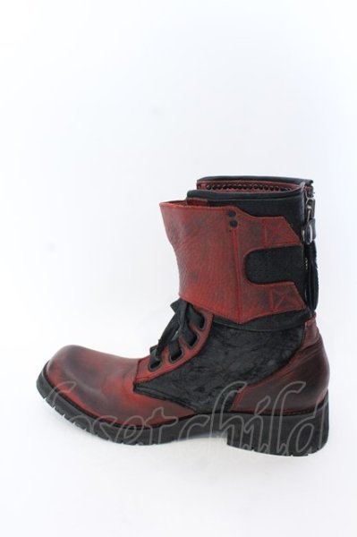 画像3: KMRii / Chrome Boots 11　ブーツ レッドｘブラック O-25-02-28-116-KM-sho-YM-ZT-S001 (3)