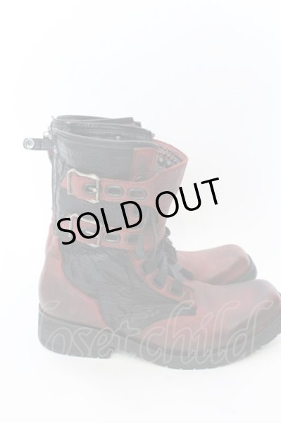 画像4: KMRii / Chrome Boots 11　ブーツ レッドｘブラック O-25-02-28-116-KM-sho-YM-ZT-S001 (4)