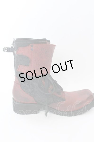 画像5: KMRii / Chrome Boots 11　ブーツ レッドｘブラック O-25-02-28-116-KM-sho-YM-ZT-S001 (5)