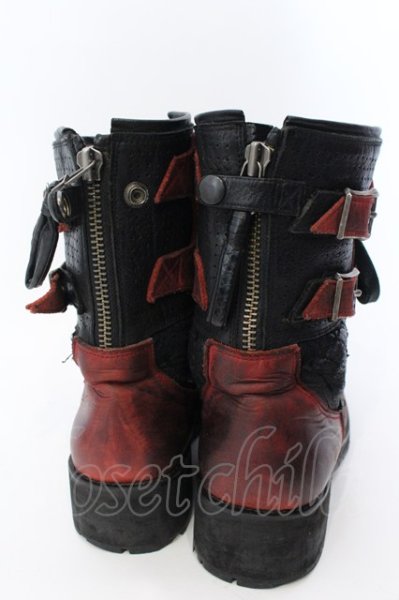 画像6: KMRii / Chrome Boots 11　ブーツ レッドｘブラック O-25-02-28-116-KM-sho-YM-ZT-S001 (6)