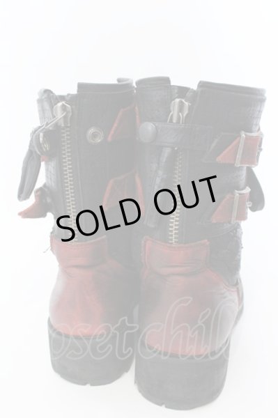 画像6: KMRii / Chrome Boots 11　ブーツ レッドｘブラック O-25-02-28-116-KM-sho-YM-ZT-S001 (6)