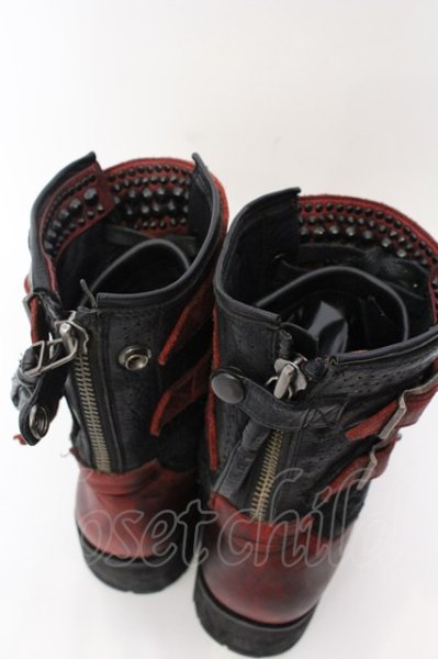 画像7: KMRii / Chrome Boots 11　ブーツ レッドｘブラック O-25-02-28-116-KM-sho-YM-ZT-S001 (7)