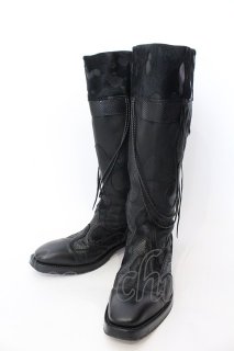 HIROMU TAKAHARA ディアスキン レザーロングヒールブーツ40ハーフ HIROMU TAKAHARA DEER LONG BOOTS ディアスキンロングブーツ