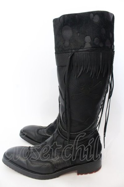 画像2: Hiromu Takahara / ハラコスキンスカルブーツ 41 ブラック O-25-02-28-118-Hi-sho-YM-ZT-S003 (2)