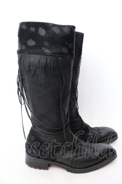 画像4: Hiromu Takahara / ハラコスキンスカルブーツ 41 ブラック O-25-02-28-118-Hi-sho-YM-ZT-S003 (4)