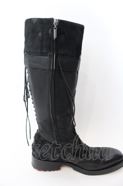 画像5: Hiromu Takahara / ハラコスキンスカルブーツ 41 ブラック O-25-02-28-118-Hi-sho-YM-ZT-S003 (5)