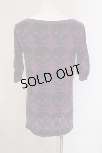 画像2: JURY BLACK / スカルボーダーTシャツ 3 パープル O-25-02-28-017-JU-to-YM-ZT276 (2)