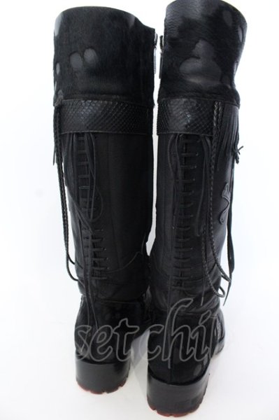 画像6: Hiromu Takahara / ハラコスキンスカルブーツ 41 ブラック O-25-02-28-118-Hi-sho-YM-ZT-S003 (6)