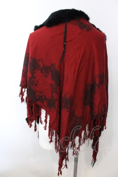 画像5: KMRii / MAGNOLIA FUR LEATHER STOLE ストール  レッドxブラック O-25-02-28-121-KM-za-YM-ZT342 (5)