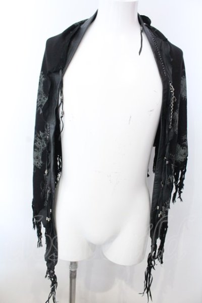 画像1: KMRii / MAGNOLIA LEATHER STOLE ストール  ブラック O-25-02-28-122-KM-za-YM-ZT342