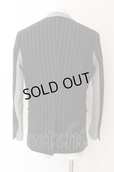 画像2: NO ID. / スイッチングドラペル2Bテーラードジャケット 1 ブラックｘグレー O-25-03-09-003-NO-ja-YM-ZT353 (2)