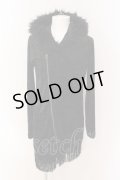 CIVARIZE / Bias ファー付クラッシュベロアフリンジパーカー 46 ブラック O-25-03-09-034-CI-to-YM-OS