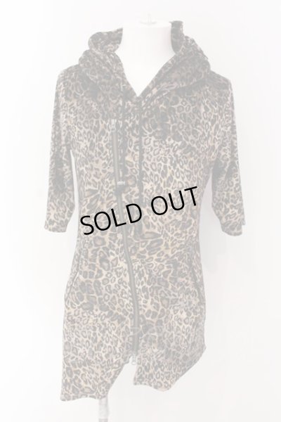 画像1: CIVARIZE / Greed アシンメトリーデザインクラッシュベロア5分袖パーカー 46 レオパード O-25-03-09-036-CI-to-YM-ZT354