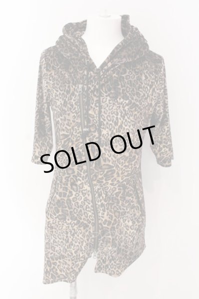 画像1: CIVARIZE / Greed アシンメトリーデザインクラッシュベロア5分袖パーカー 46 レオパード O-25-03-09-036-CI-to-YM-ZT354 (1)