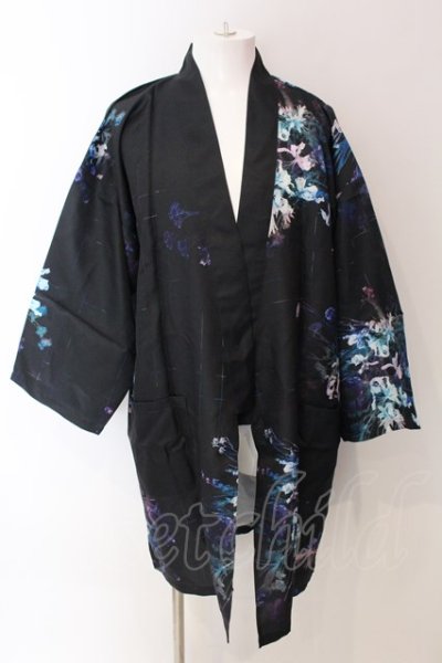 画像1: CIVARIZE / Civilizationフラワー総柄着物カーディガン F ブラックｘブルー O-25-03-09-038-CI-to-YM-ZT354